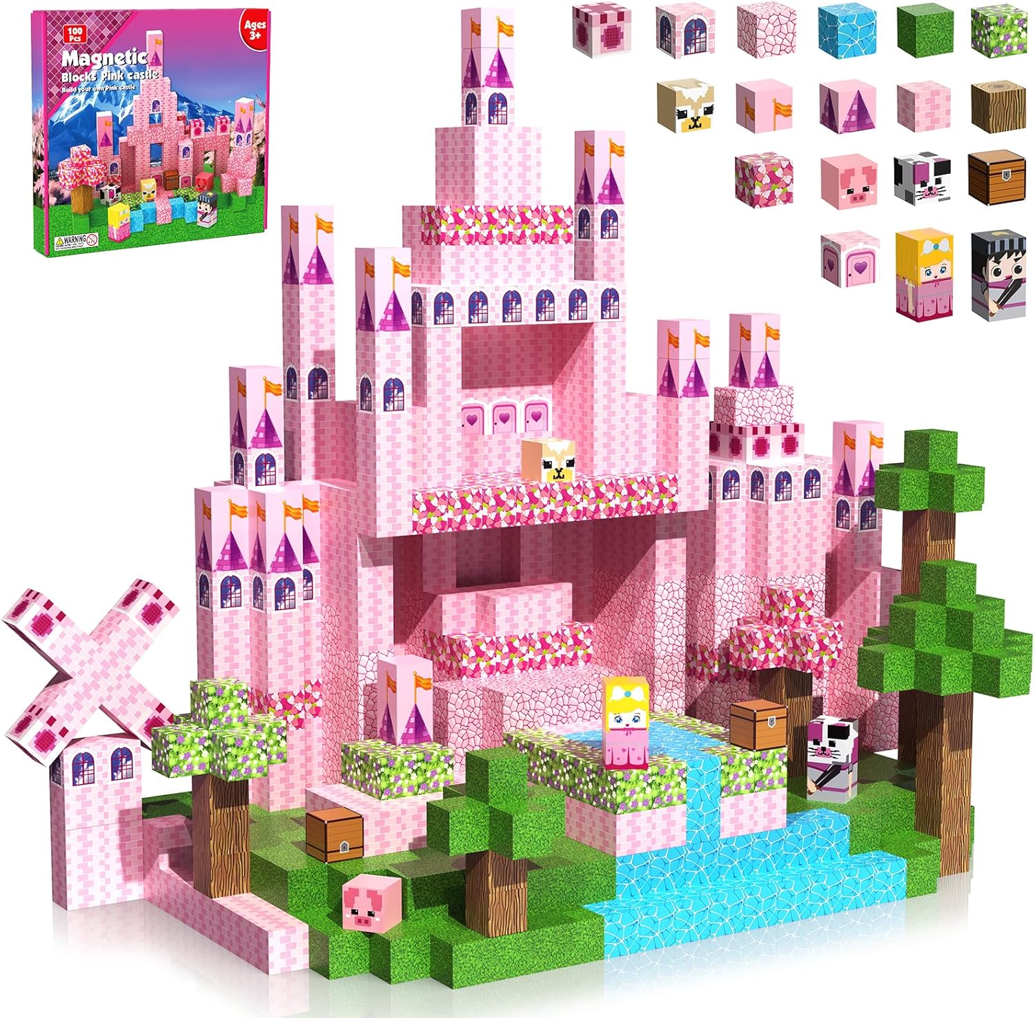 Philodendron Pink Princess - Princess Castle Pink Garden Magnetic Building